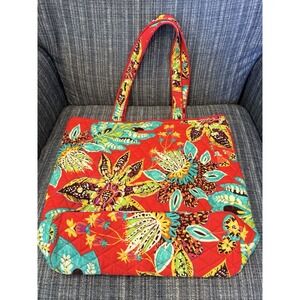 Retired Vera Bradley Tote Bag Large Rumba Paisley Floral Quilted Shoulder Straps
